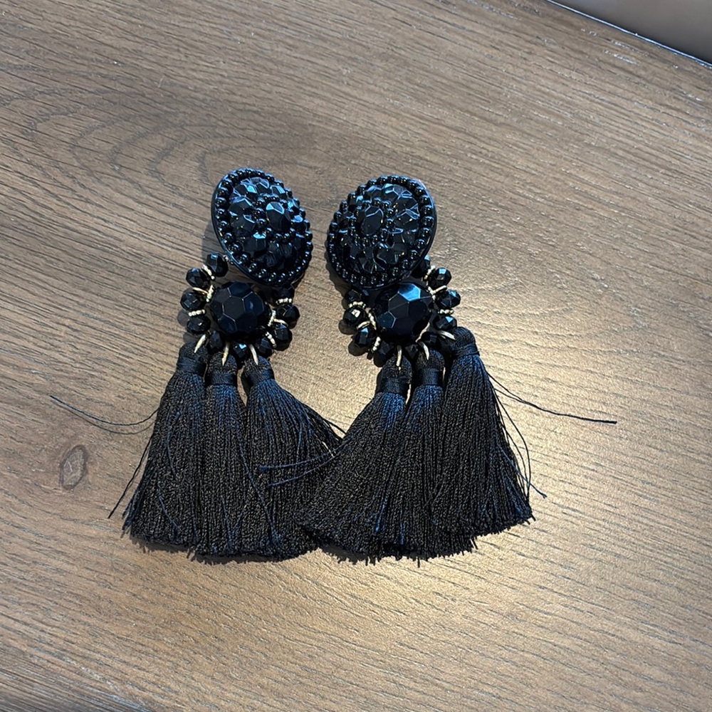 Elegant Black Tassel Earrings